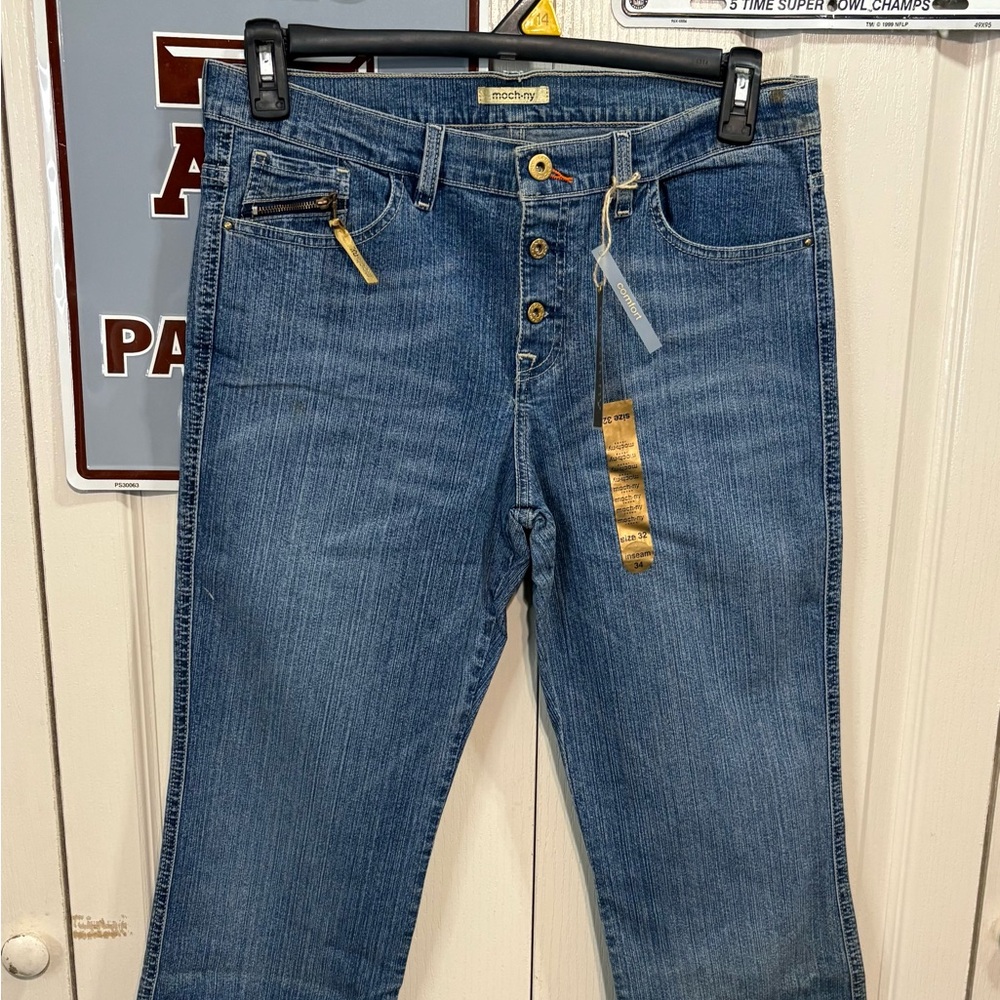 Moch-NY Women’s Blue Jeans with Gold Accents